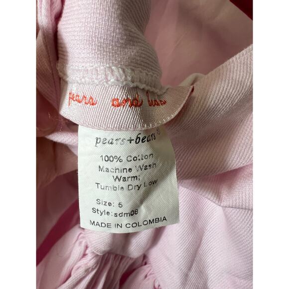 Pears and Bears Girls Pink Apron Dress Sz 5 - Picture 3 of 4
